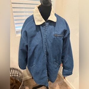 Vintage Cherokee Lined Oversized Denim Jean Chore Rancher‎ Barn Jacket NWT